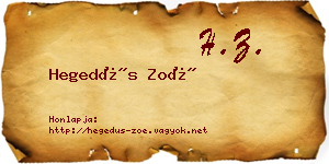 Hegedűs Zoé névjegykártya